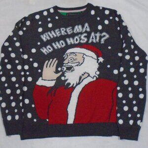 Where My Ho Ho's At? Ugly Christmas Naughty Crewneck Pullover Sweater Size XL